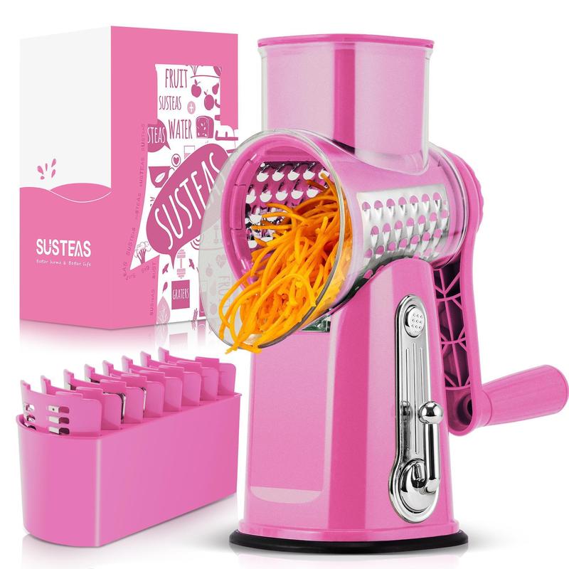 Compact Rotary Grater with 10 Blades for Faster Cooking