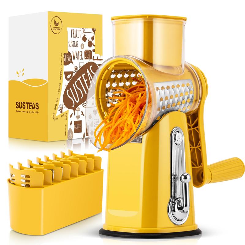 Compact Rotary Grater with 10 Blades for Faster Cooking