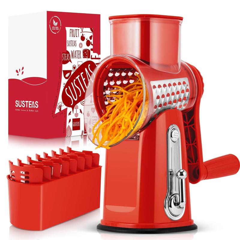 Compact Rotary Grater with 10 Blades for Faster Cooking
