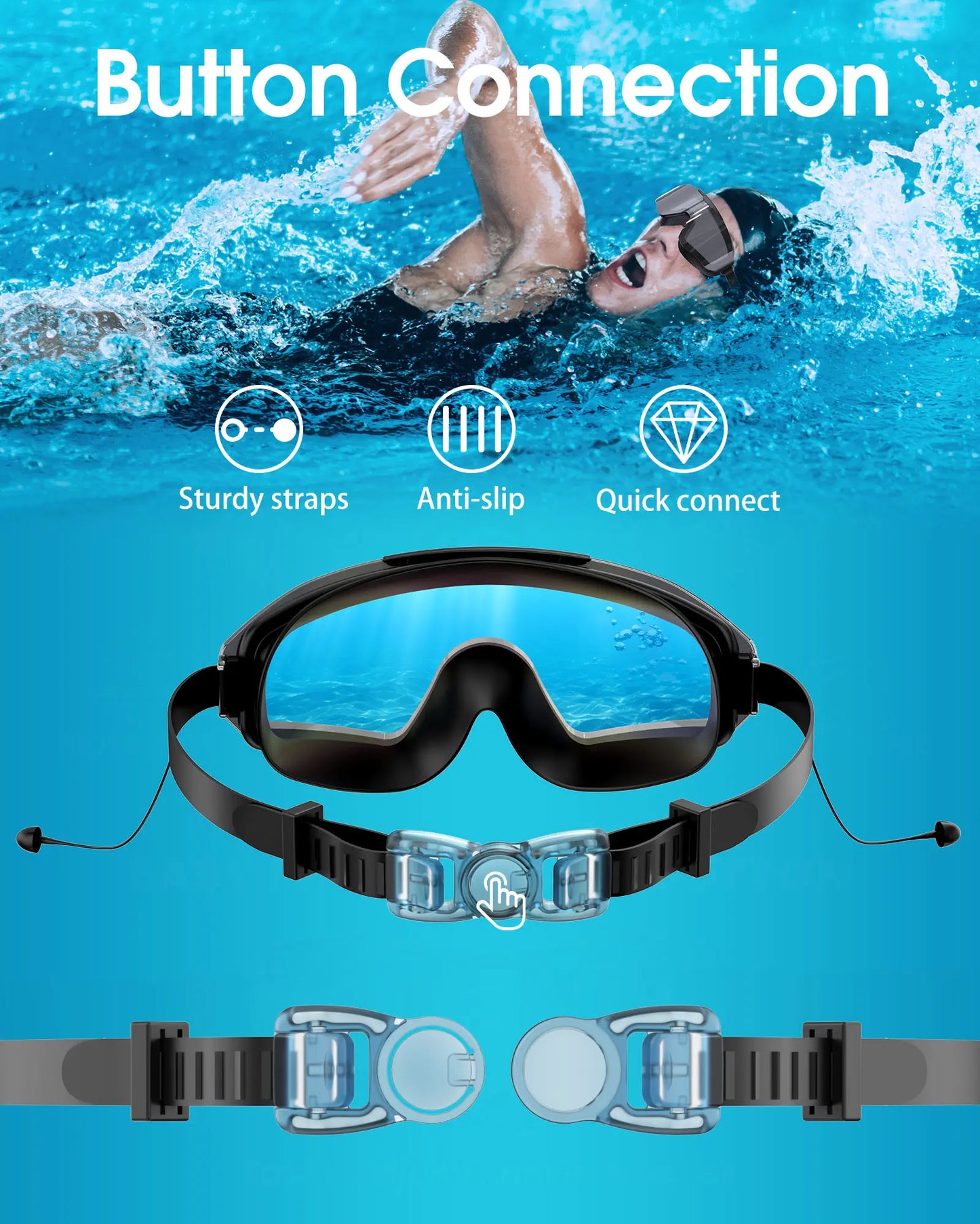 Viyawise Anti-Fog Swim Goggles with UV Lens, Waterproof Earplugs and Nose Clip for All Ages