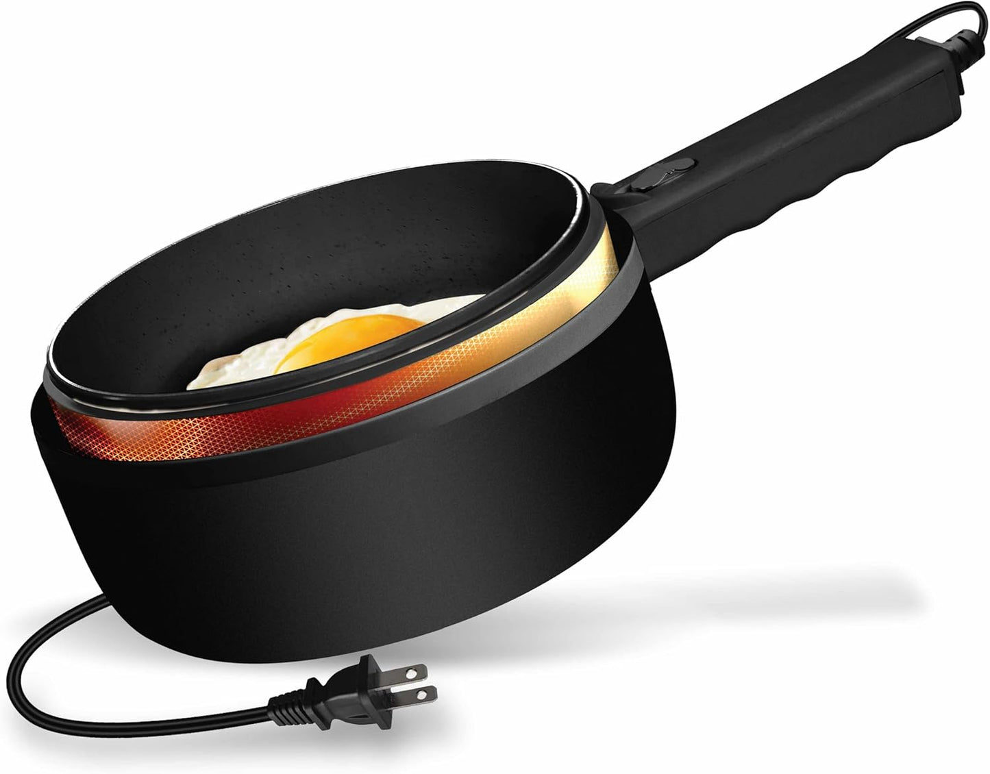 Ceramax Electric Cooker Nonstick Ceramic Skillet Pan with Lid Steamer, Mini Hot Pot for Home Cooking