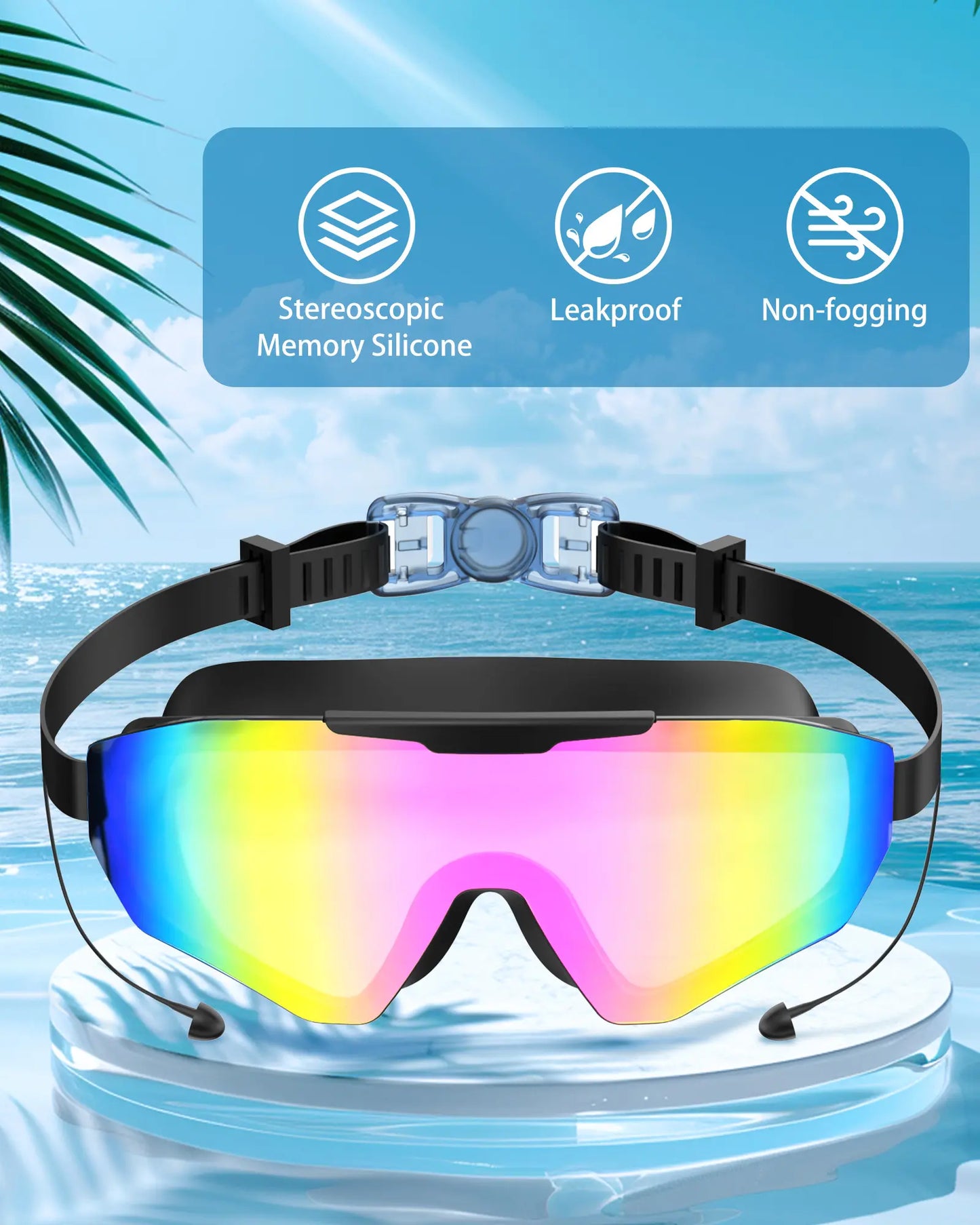 Viyawise Anti-Fog Swim Goggles with UV Lens, Waterproof Earplugs and Nose Clip for All Ages