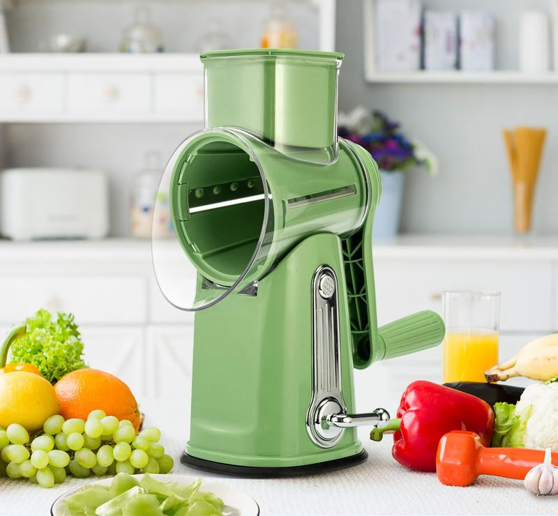 Compact Rotary Grater with 10 Blades for Faster Cooking