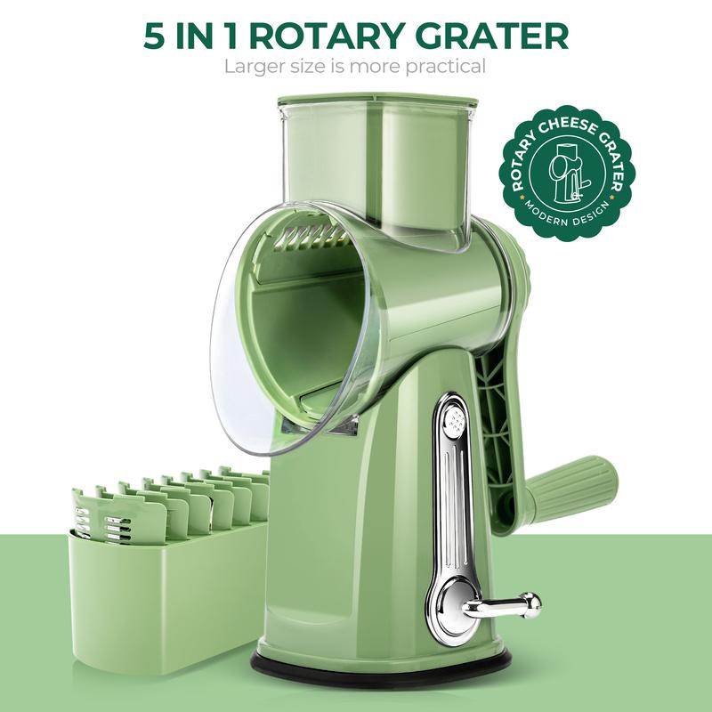 Compact Rotary Grater with 10 Blades for Faster Cooking
