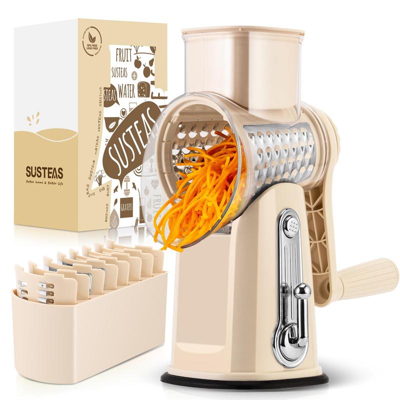 Compact Rotary Grater with 10 Blades for Faster Cooking