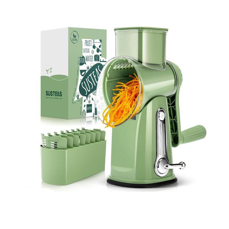Compact Rotary Grater with 10 Blades for Faster Cooking