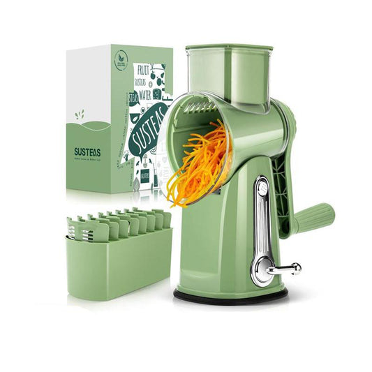 Compact Rotary Grater with 10 Blades for Faster Cooking